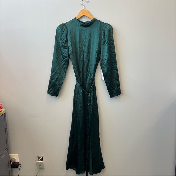NWT Reformation Julius Midi Silk Dress size 6 Forest Green Silk - Picture 2 of 15